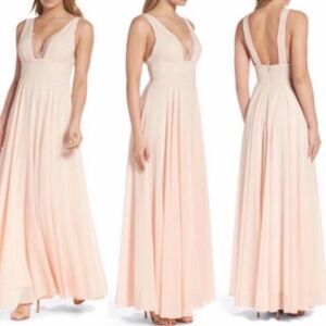 LULUS DRESS LACE TRIM BLUSHED PINK